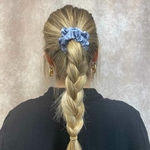 chouchou cheveux effet satiné 7 cm bleu