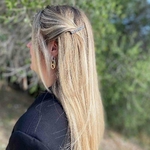 barrette à cheveux coulissante noémie noir petits carrés argent 3