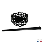 barrette pic à cheveux bianca motif floral baroque noir 4-Photoroom