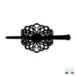 barrette pic à cheveux bianca motif floral baroque noir-Photoroom