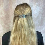 barrette à cheveux bombée roseline feuilles argenté 3