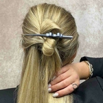 pince à cheveux pélican gris métallisé nœud décoratif 4-Photoroom