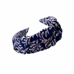 serre tête tissu bleu marine motif blanc