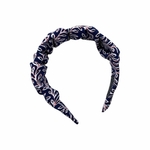 serre tête tissu bleu marine motif blanc 2