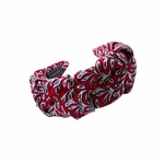 serre tête tissu rouge motif blanc