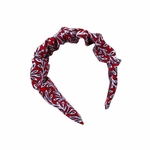serre tête tissu rouge motif blanc 2