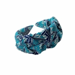 serre tête tissu vert moserre tête tissu vert motif bleu marine