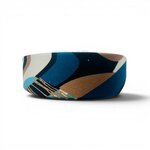 serre tete tissu GRAPHIQUE BLEU ET CARAMEL1