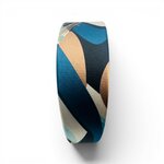 serre tete tissu GRAPHIQUE BLEU ET CARAMEL2