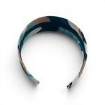 serre tete tissu GRAPHIQUE BLEU ET CARAMEL4