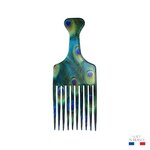 peigne-afro-motif-paon-acetate-fabrication-francaise-face