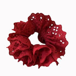 Chouchou cheveux dentelle rouge