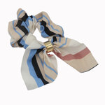 Chouchou cheveux foulard bleu et beige