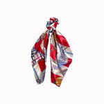 Chouchou foulard motif nautique rayures rouge blanc