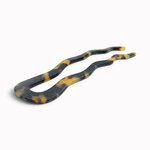 Épingle à chignon ondulée 10 cm écaille foncée - vue de côté
