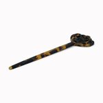 Pic à cheveux décor floral 15 cm écaille foncée