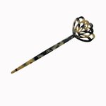 Pic à cheveux décor floral 15 cm écaille claire - vue 2