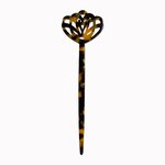 Pic à cheveux décor floral 15 cm écaille foncée - vue 2