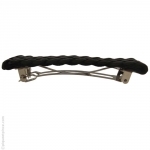 barrette cheveux cuirette  tressée noire