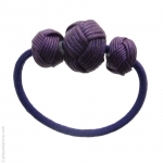 Élastique pour cheveux violet 3 boules passementerie
