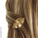 barrette kirby feuille métal doré