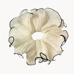 chouchou cheveux plissé blanc 17cm-Photoroom