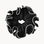 chouchou cheveux plissé noir 17cm-Photoroom