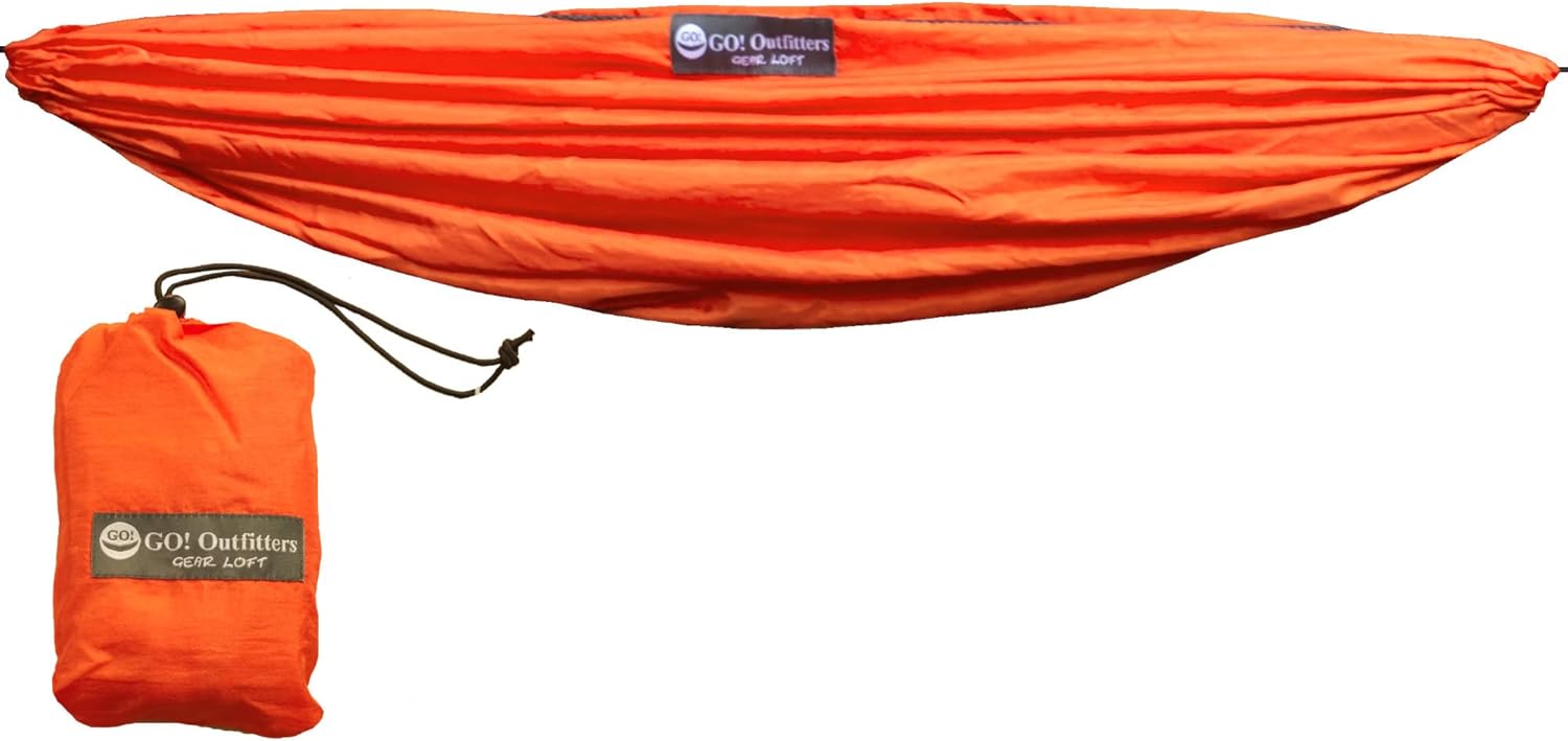 Go Outfitters Hammock Gear Loft – Orange Hammock and Bag Display