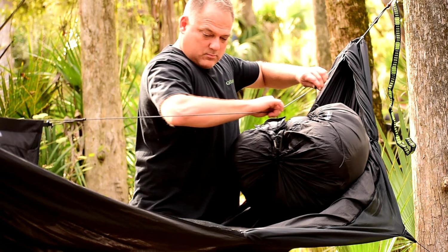 Go Outfitters Hammock Gear Loft – Adjusting Hammock in Forest