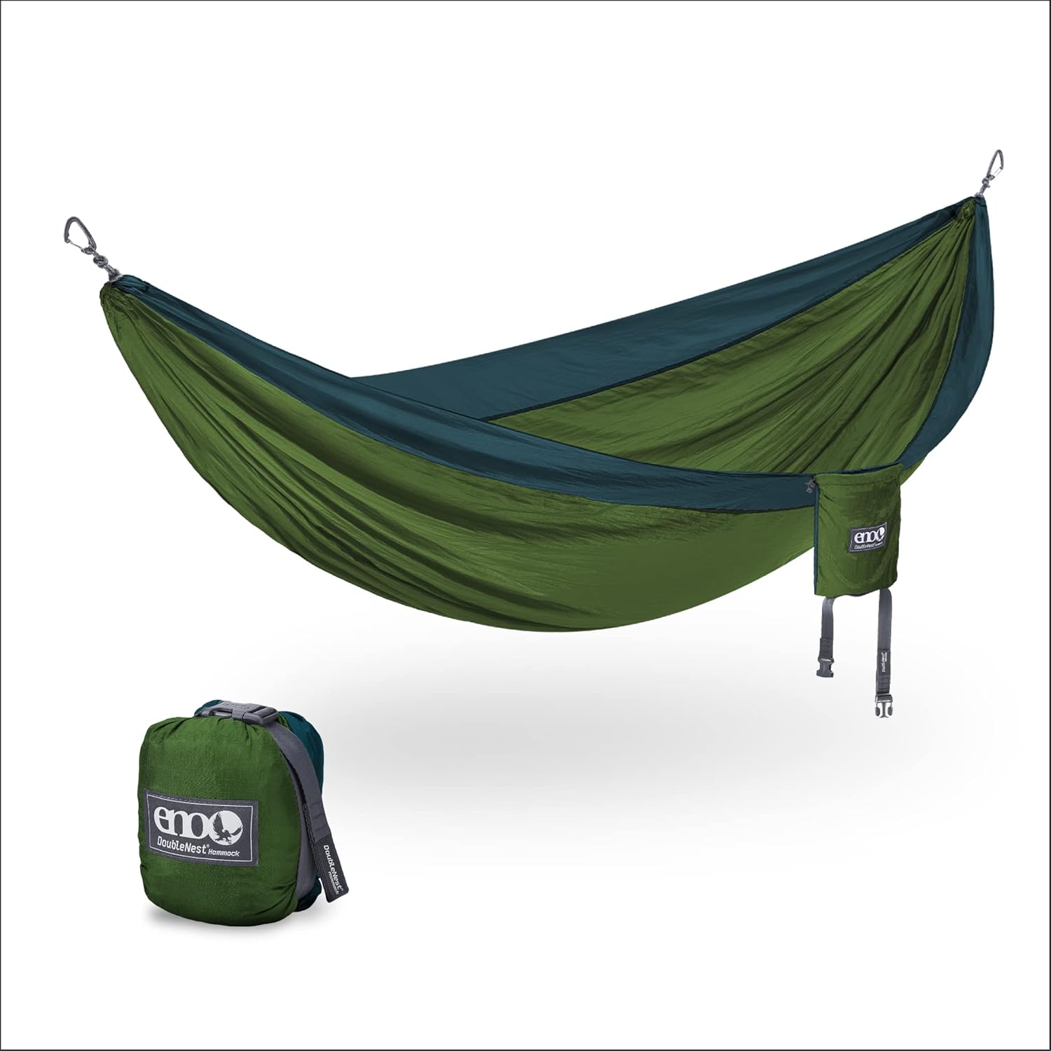 Eno DoubleNest Hammock – Marine/Cedar color with stuff sack included, durable and compact for outdoor adventures