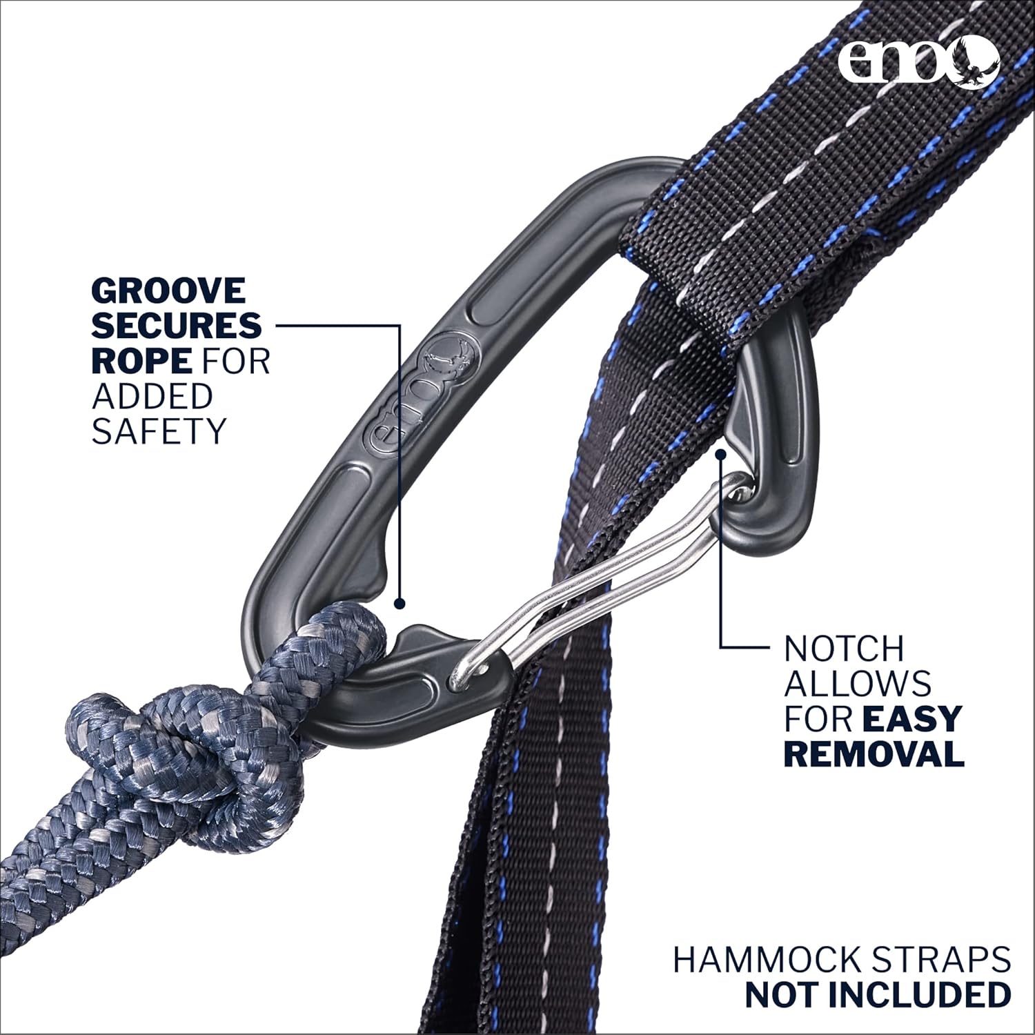 Eno DoubleNest Hammock – durable carabiner with safety groove and easy-release notch (hammock straps not included)