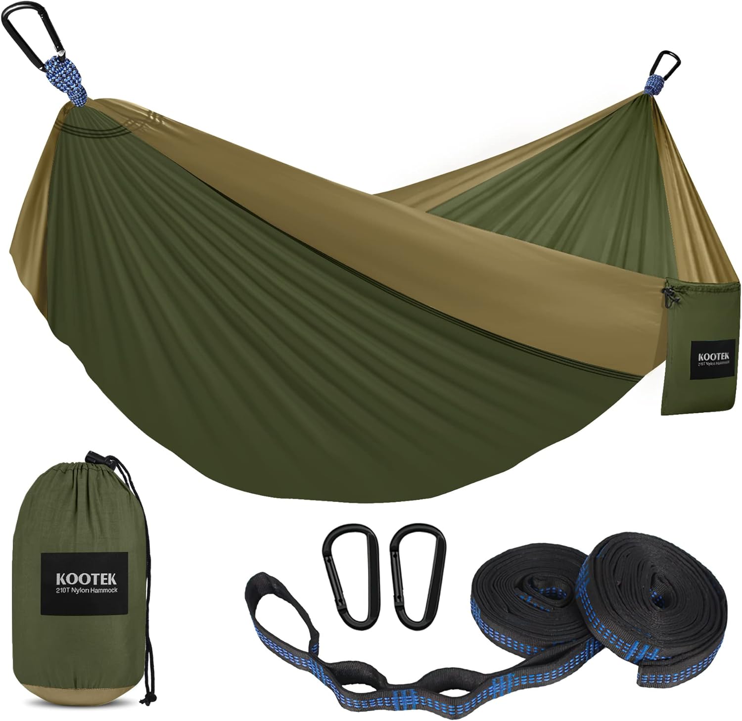 Kootek Portable Camping Hammock Set with straps and carabiners – lightweight, packable, and durable for outdoor adventures
