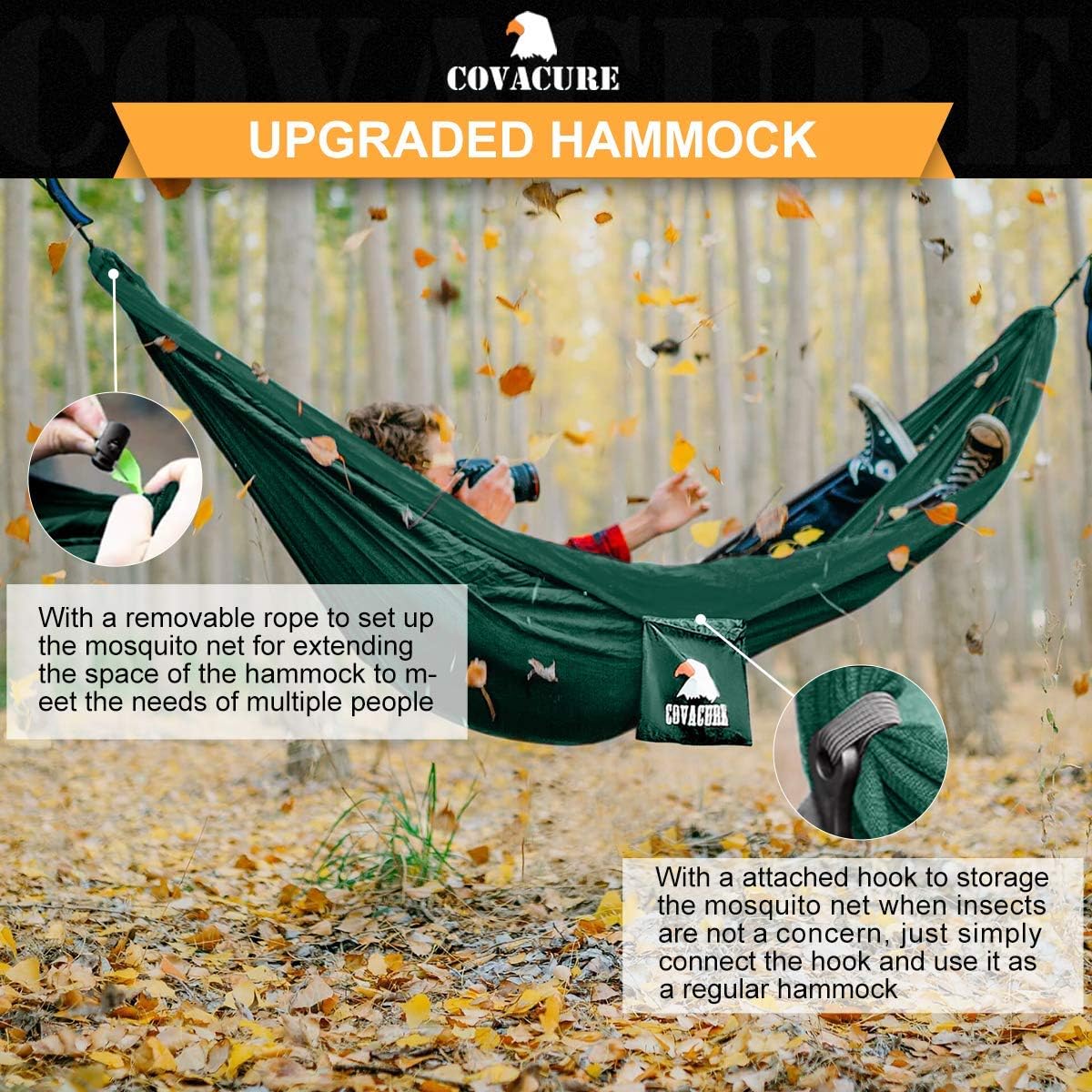 Covacure Upgraded Hammock with Built-In Mosquito Net