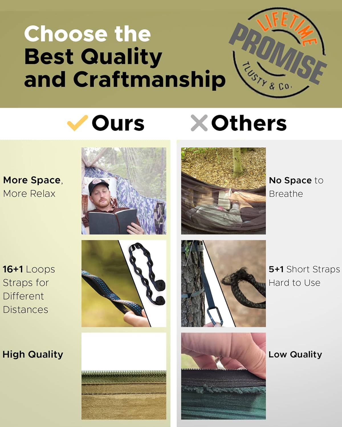 Sunyear 2 Person Hammock Tent – designed with strong straps, multiple loops for adjustable setup, and durable materials; built for comfort, reliability, and outdoor versatility.