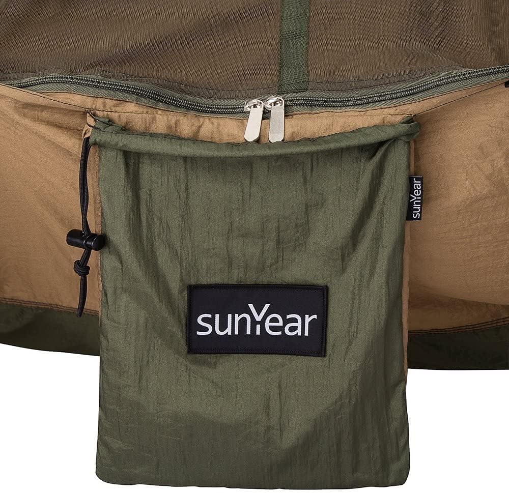 Sunyear 2 Person Hammock Tent – comes with a compact storage pouch for easy packing and portability, making it convenient for camping and hiking.