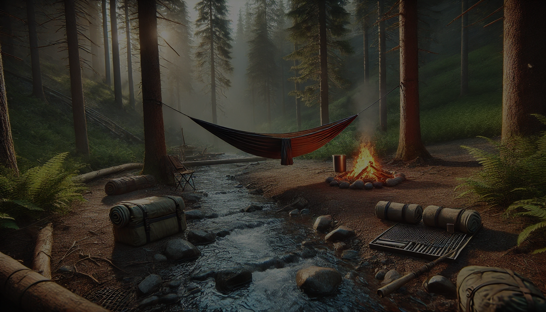 dark overlay hammock campsite