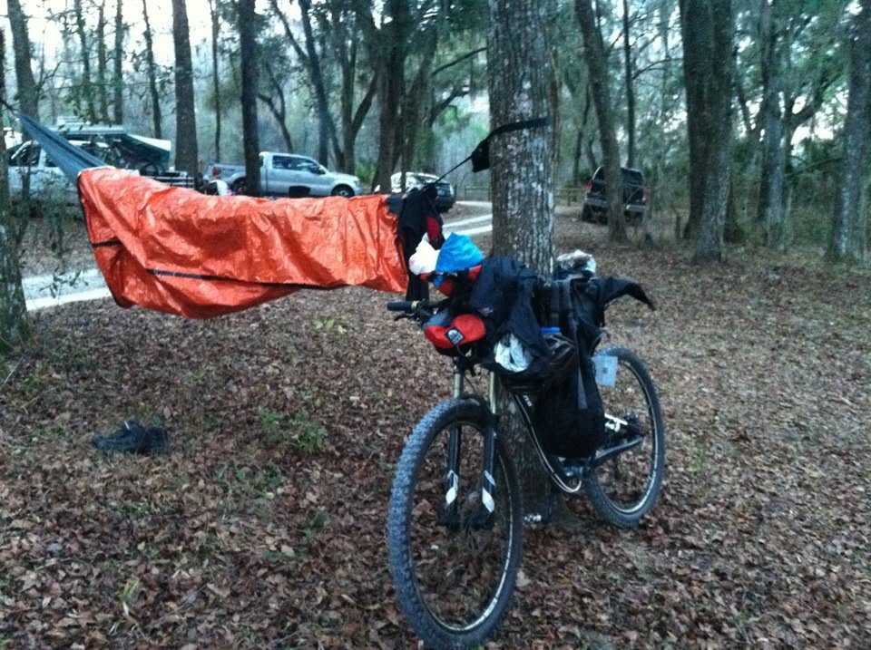 Mike’s early Nano-7 overnight setup with a reflective foil bivy