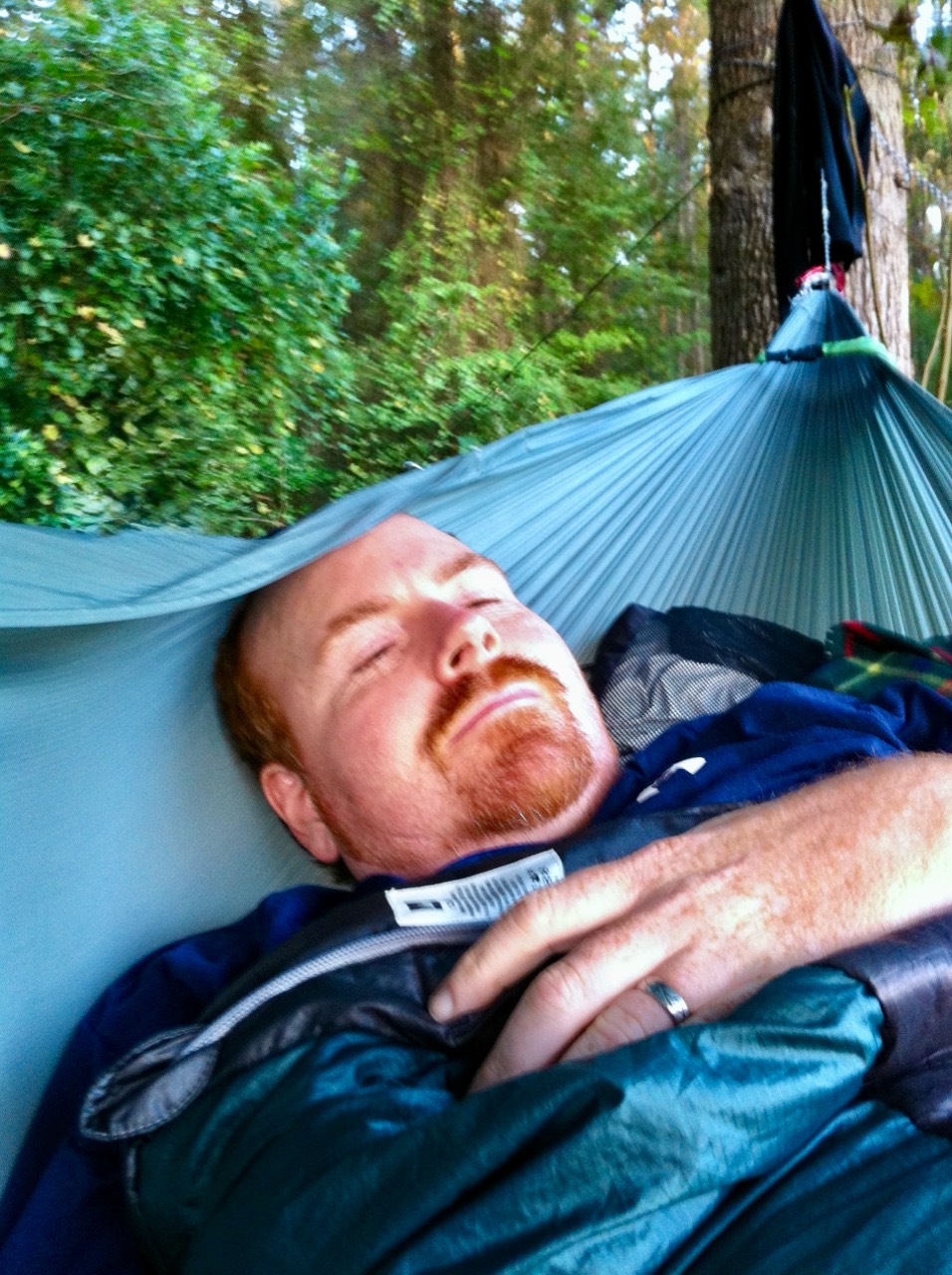 Mike resting in his Nano-7 at Santos campground during a CFITT training ride.