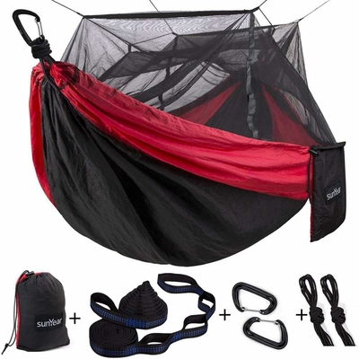 Sunyear 2 Person Hammock Tent – versatile design with integrated bug net, straps, and carabiners included; provides comfort and security for suspended camping adventures.