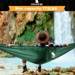 Covacure Lightweight Double Hammock (Dark Green) – Max Capacity 772LBS, Outdoor Lifestyle by Waterfall