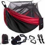 Sunyear 2 Person Hammock Tent – versatile design with integrated bug net, straps, and carabiners included; provides comfort and security for suspended camping adventures.
