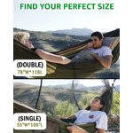 Sunyear 2 Person Hammock Tent – available in double (78” W x 118” L) or single (55” W x 106” L) sizes, offering flexibility for solo or shared outdoor comfort.