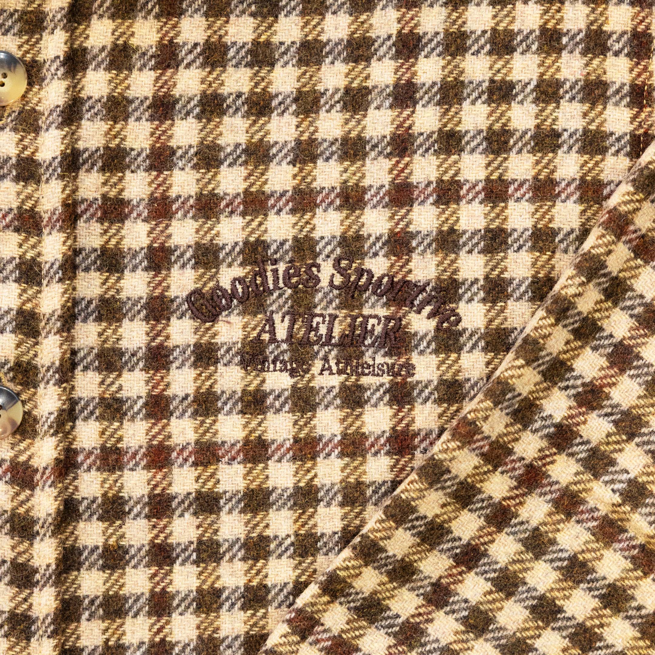 GOODIES SPORTIVE Hunter Checks Brown Shirt VUE logo coeur