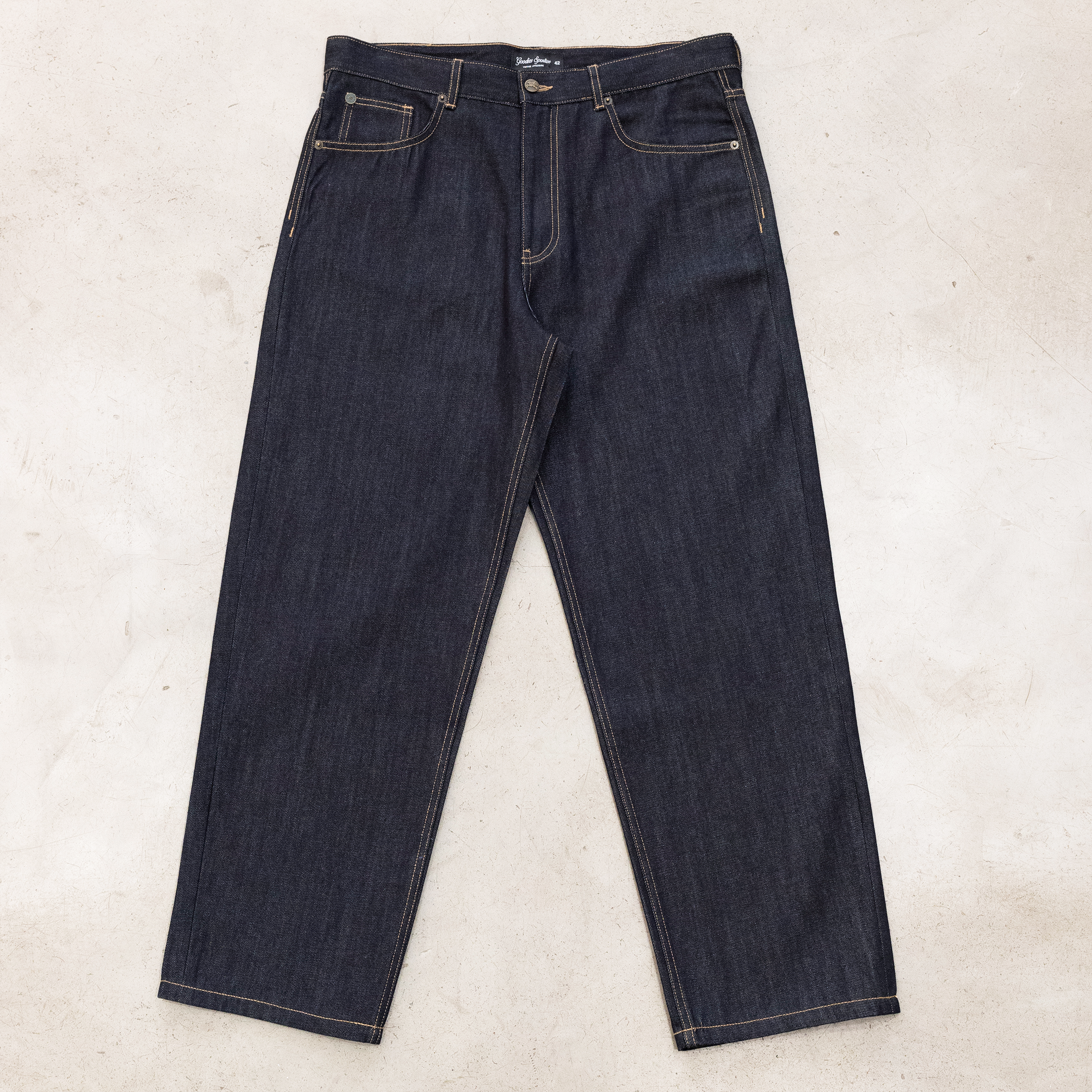 GOODIES SPORTIVE Raw Denim Wide-Leg Pants vue face