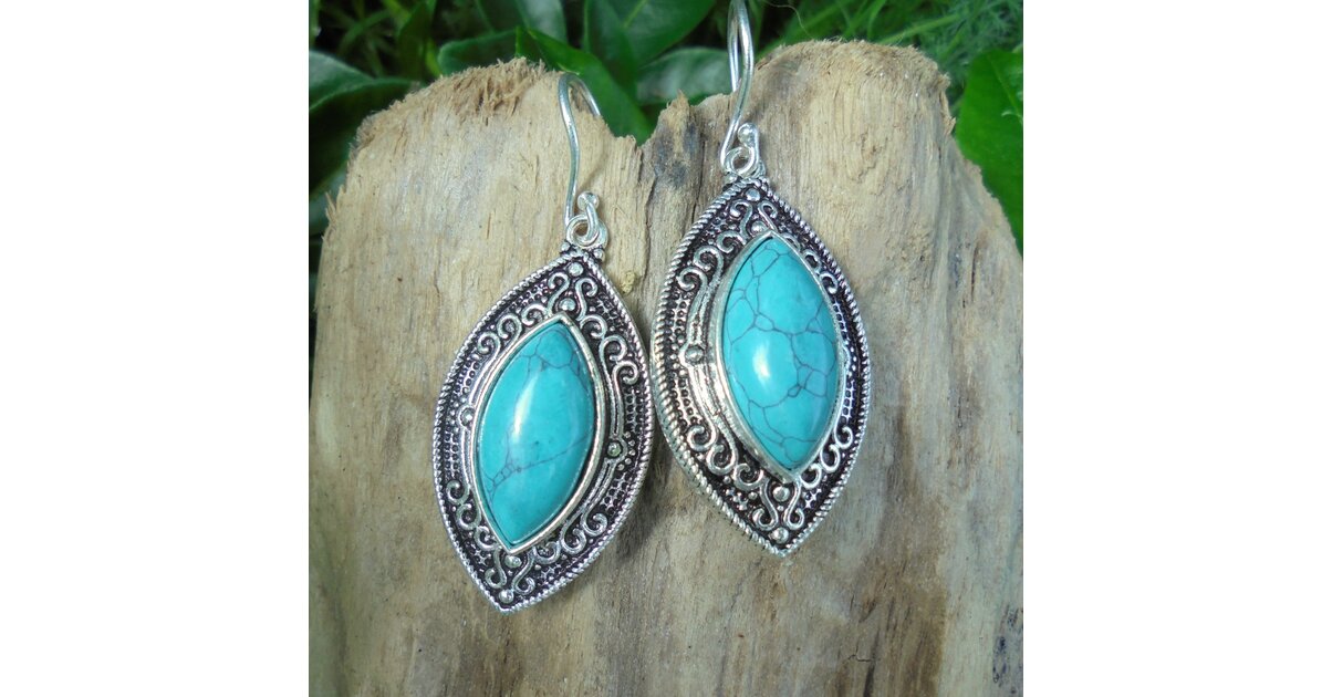 Boucles D'oreilles Argent 925 & Turquoise Silverly - Pendantes, Neuf Avec étiquettes