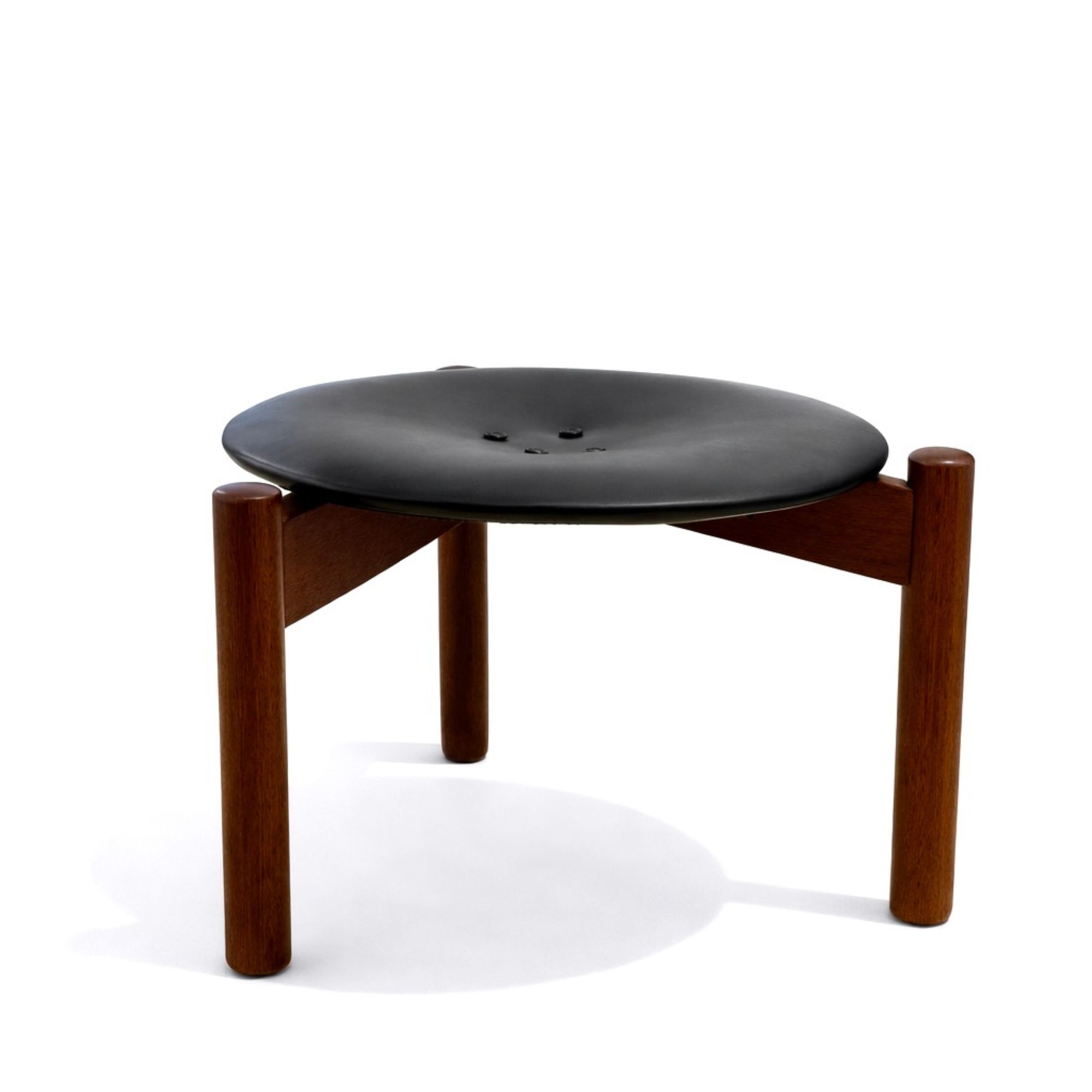 Tabouret teck et cuir_ Uno &amp; Östen Kristiansson_Luxus_1950_1