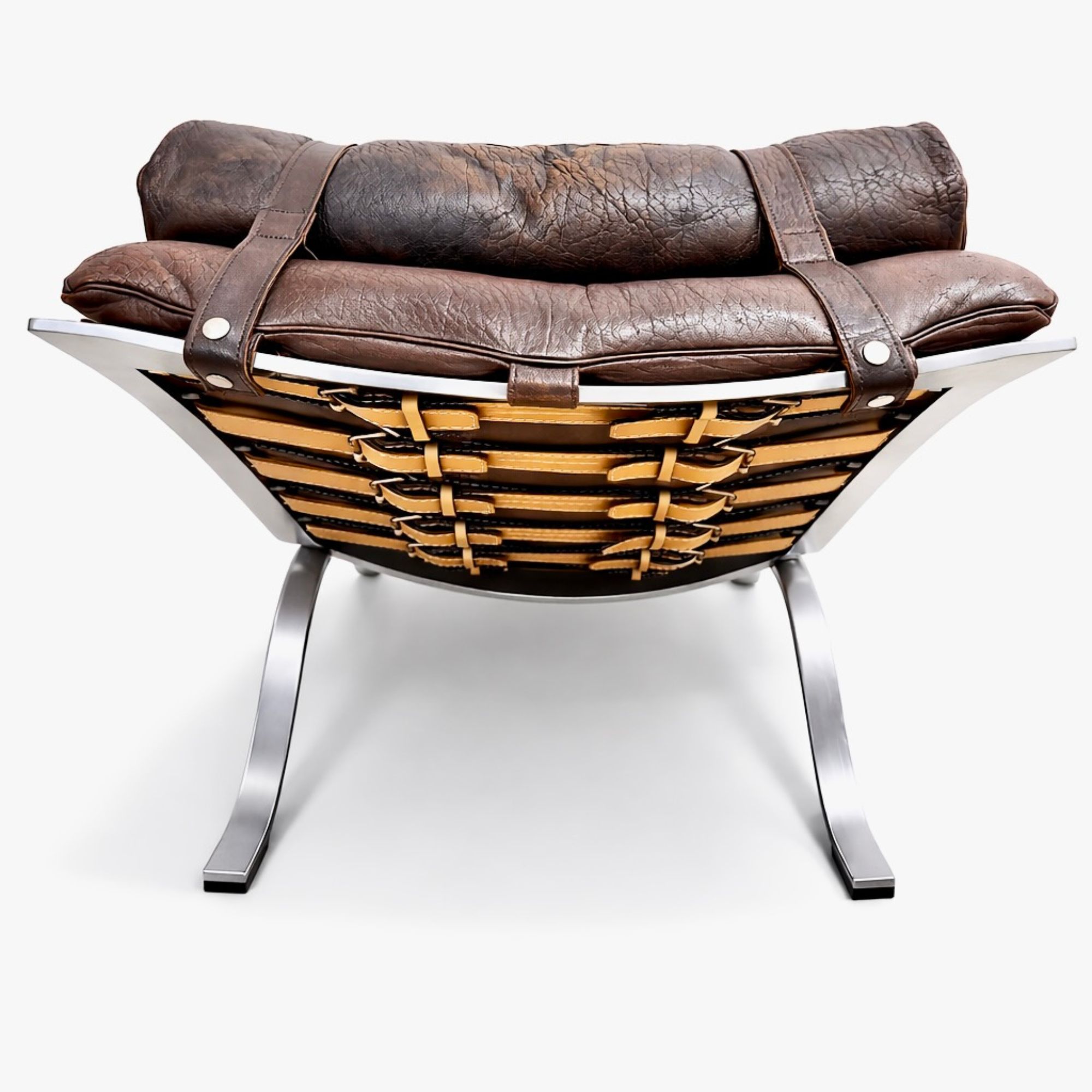 ARI fauteuil acier et cuir par Arne Norell_Norell AB_3