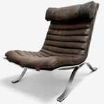 ARI fauteuil acier et cuir par Arne Norell_Norell AB_1