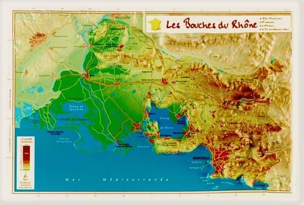Carte en relief des Bouches du Rhône - GeoRelief