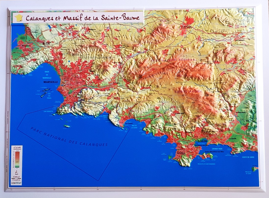 Carte en relief des Calanques et le massif de la Sainte Baume - GeoRelief